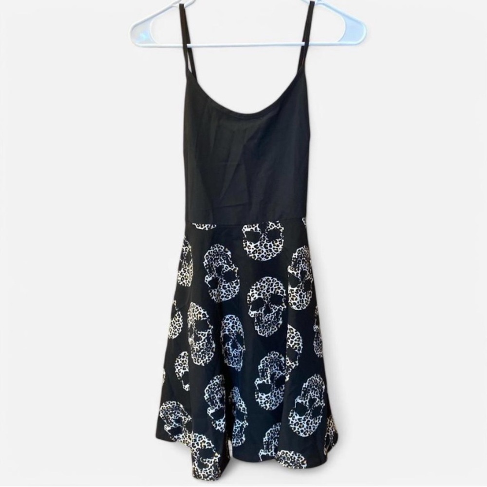 Black Skull Leopard Print Dress